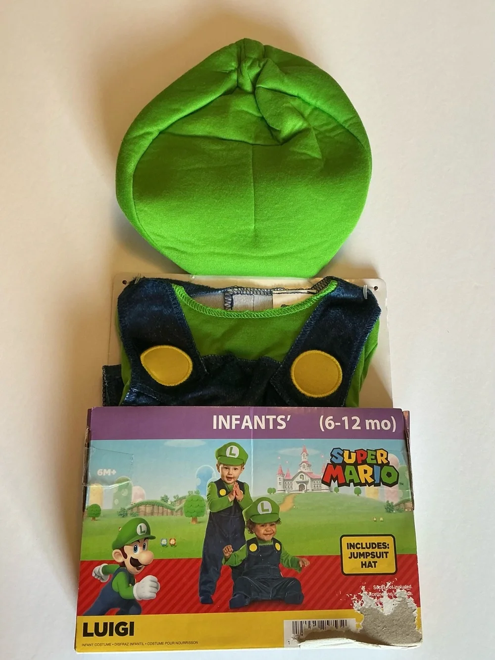NWT Nintendo Luigi Super Mario Halloween Costume Infant Size 6-12mos by Disguise
